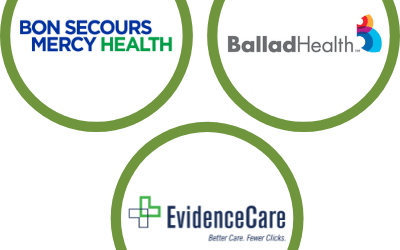 bon secours evidencecare and ballad logos in green circles